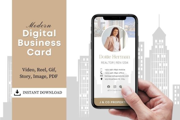 Download Editable Digital Business Card - Canva - Business Collection